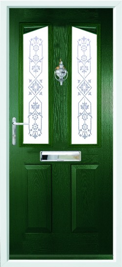 Harlech composite door in Green with CSB 2 glass.