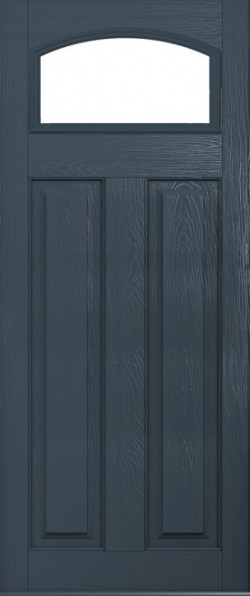 The London composite door in Anthracite Grey with glazed panel.