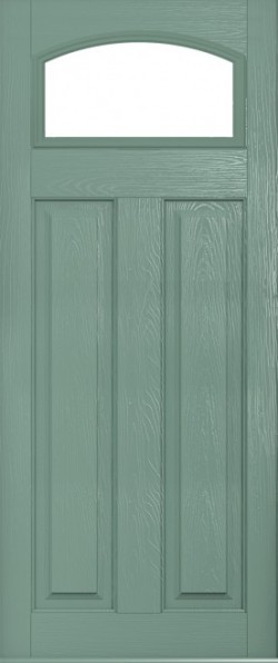 The London composite door in Chartwell Green with glazed panel.