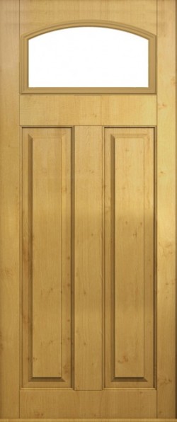 The London composite door in Irish Oak with glazed panel.