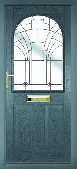 Stafford composite door in Grey with Jewel glass.