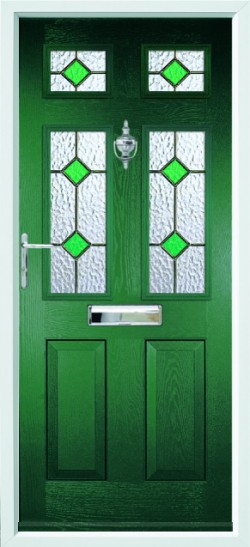 Tenby 4 composite door in Green with CTL 17.4 glass.