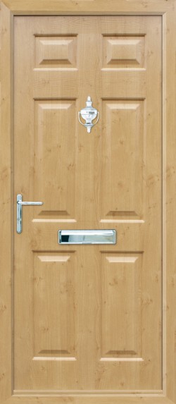 Tenby Solid composite door in Irish Oak.