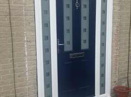 Ludlow Composite Door in Blue with 3D glass, Golcar
