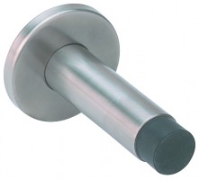 Wall mounted door stop available in satin or polished stainless steel